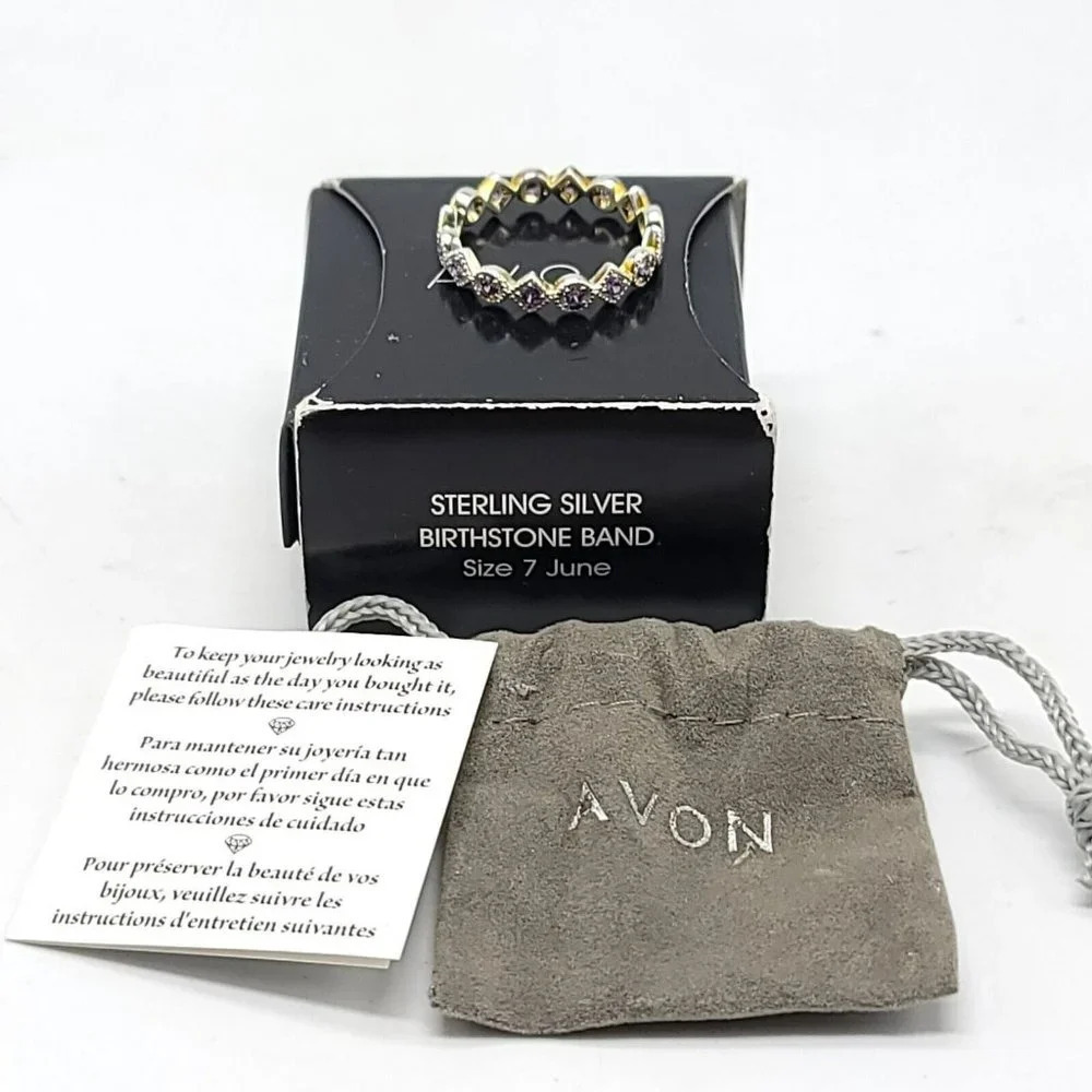 Avon Sterling Silver Birthstone Band Size 7 June Purple NIB 2018